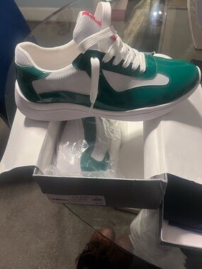 Prada Green and White Men's Sneakers